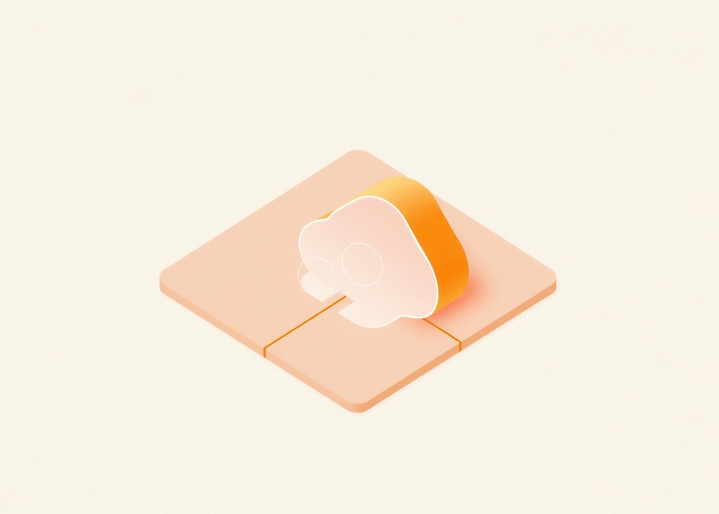 Isometric illustration of a cloud infrastructure block on cream paper